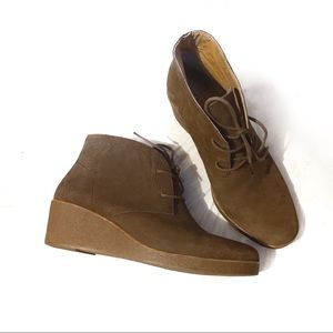Lucky Brand   Brown Suede Wedge Booties ☺️